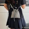 New Large-capacity Nylon Cloth Drawstring Pleated Shoulder Bag Travel Leisure Messenger Bucket Bag