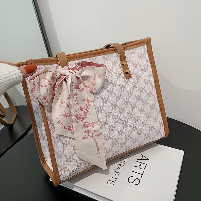 Women's 2022 Trendy Large Silk Scarf Shoulder Tote Bag