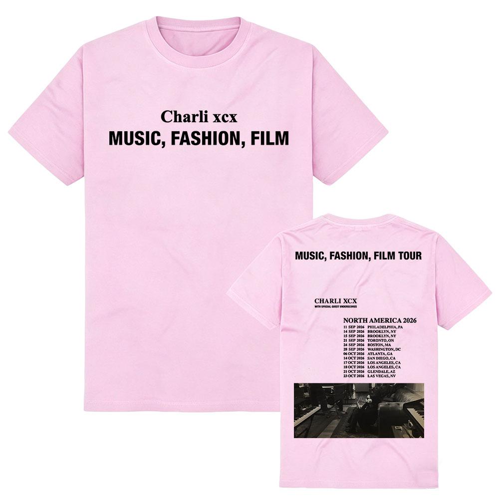 CHARLI XCX Music, Fashion, Film Tour 2026 T-shirt Summer Cotton Short Sleeve Fashion Tshirts Unisex Streetwear Graphic Merch Tee