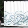 Wave Pattern Shower Curtain Ocean Design Blue Water Art Nautical Theme Bath Decor Waterproof Fabric Coastal Style Home