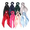 Solid Color Satin Flowing Ribbon Scrunchie & Silky Square Scarf Ponytail Hair Tie
