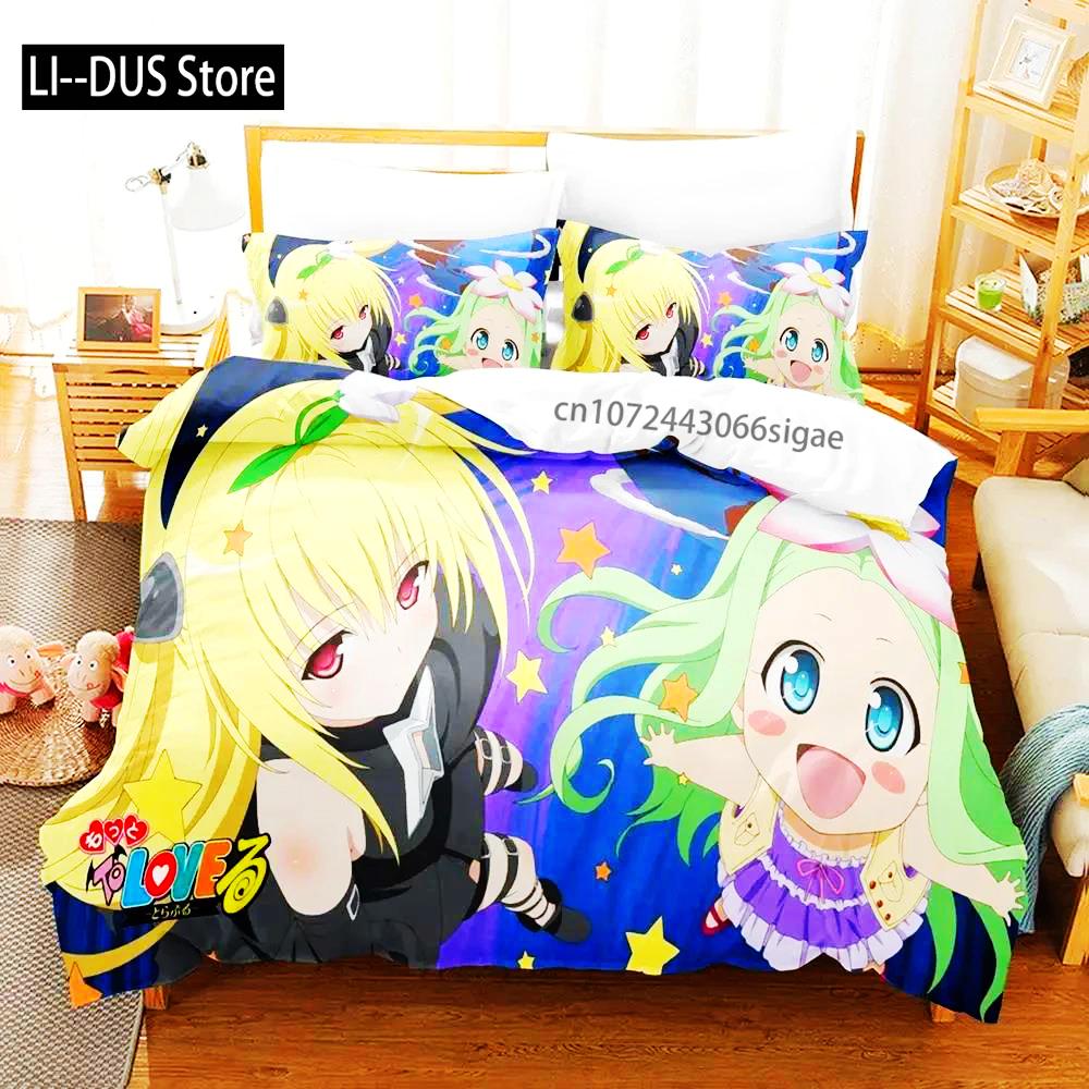 2024 Anime Adult Boys Bedspread Single Double Queen King Size To Love Ru Duvet Cover Bed Set Quilt Cover Pillowcase