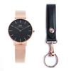Daniel Wellington Watch DW00700158 with Key Ring Set, Rose Gold Petite Melrose, 32mm/Black