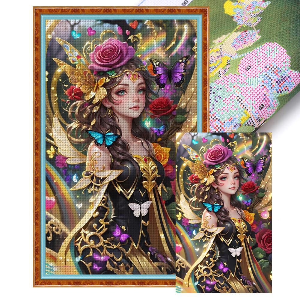 Bordado completo Eco-algodão Linha 14CT Impresso Menina Ponto Cruz Kit Arte