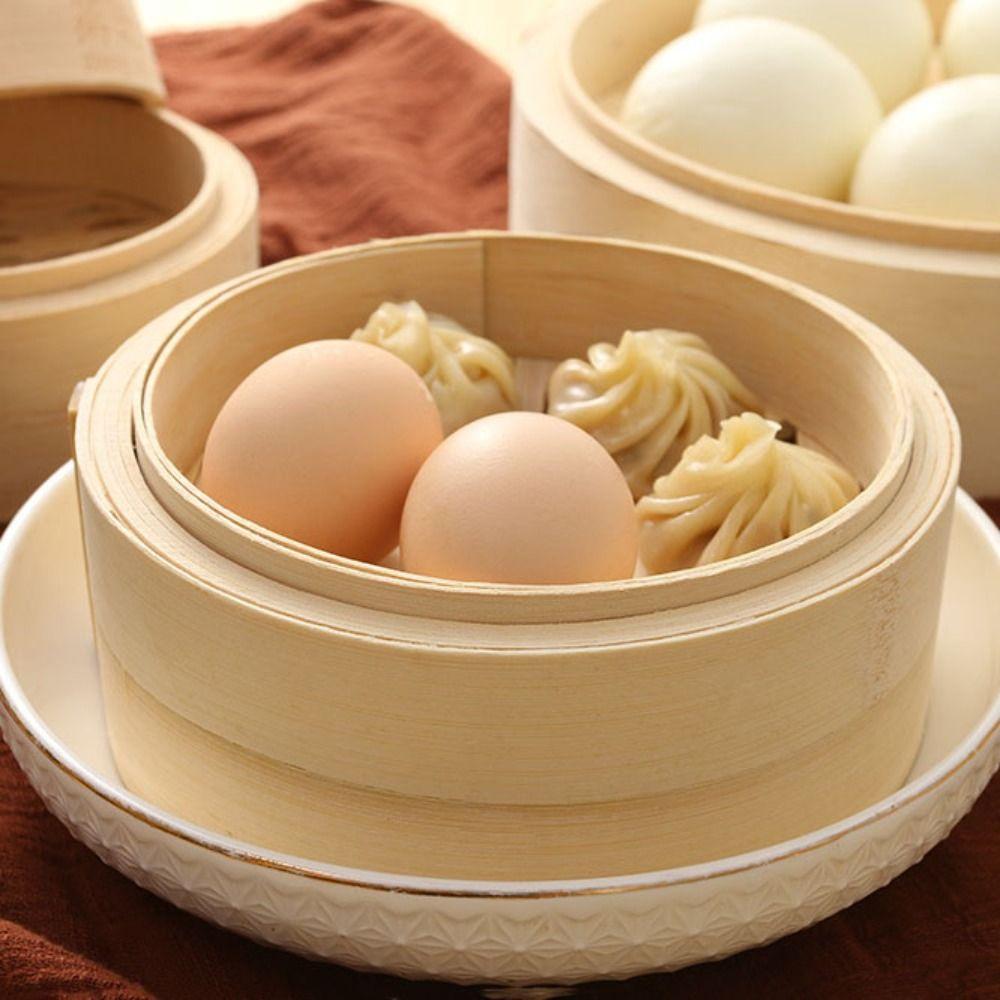 Anti-scalding Bamboo Steam Basket Round Stuffed Bun Steamer Durable Bamboo Steamer  Breakfast Shop