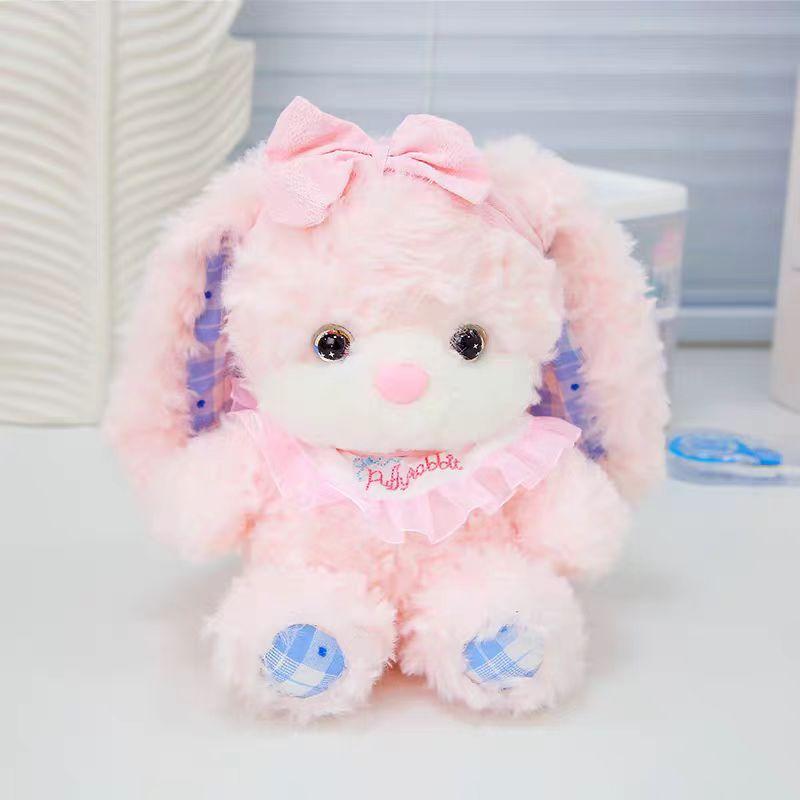 New Rabbit Puff Series Plush Doll Creative Scarf Pink Rabbit Doll Gifts for Friends' Birthday Ornaments