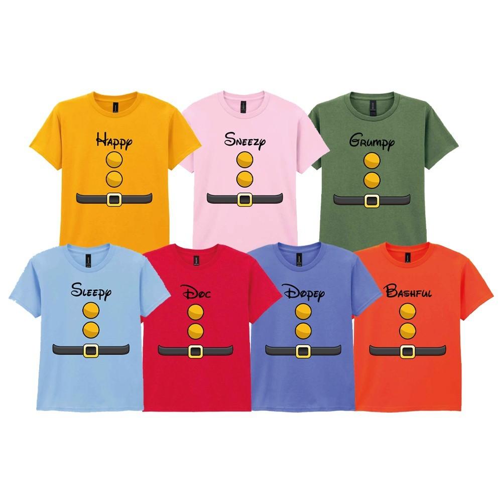

Bashful Doc Dopey Grumpy Happy Sleepy Sneezy 7 Dwarves Dwarf Adult T-Shirts L