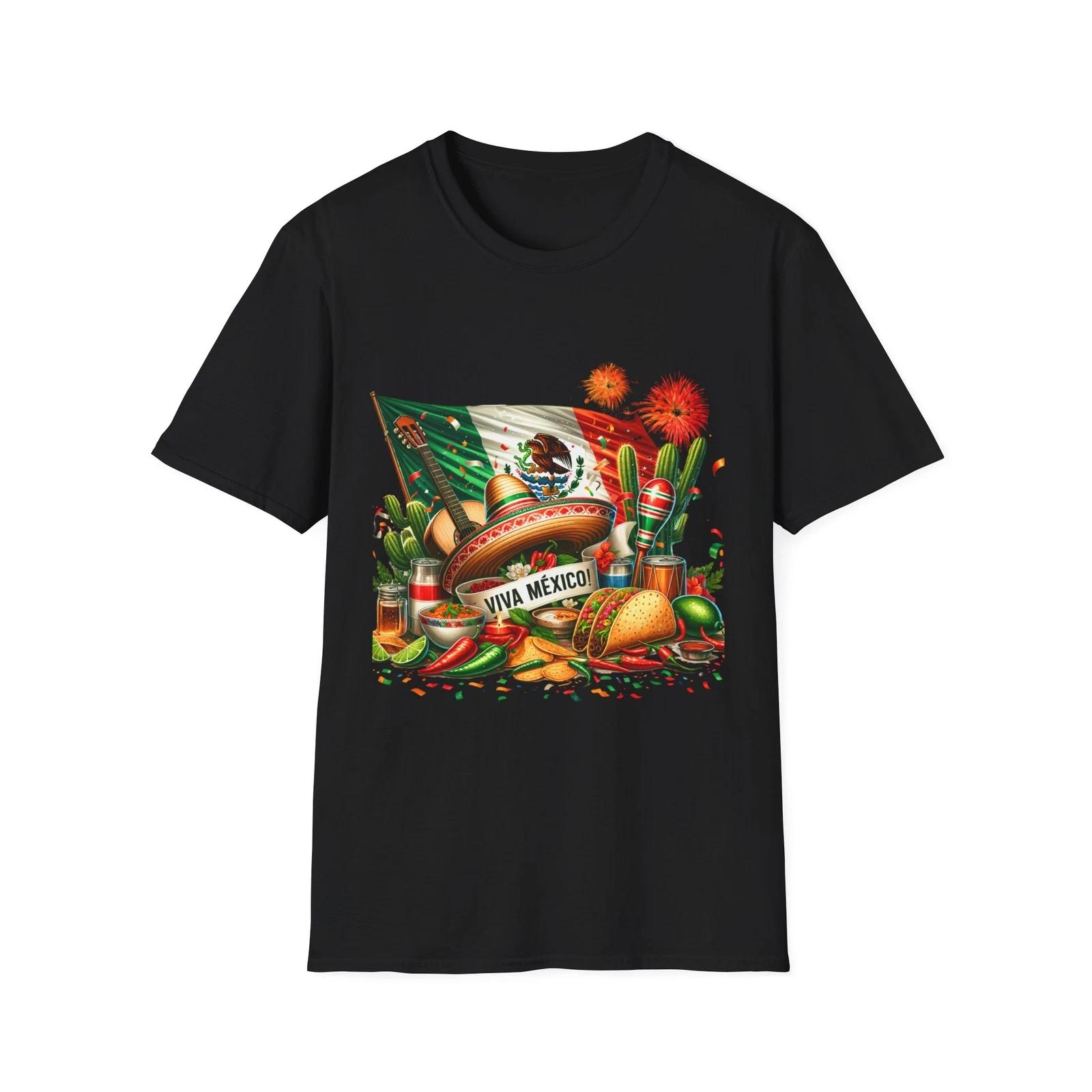 

Viva México Unisex Softstyle T-Shirt, Casual Tee, Mexican Culture, Summer M
