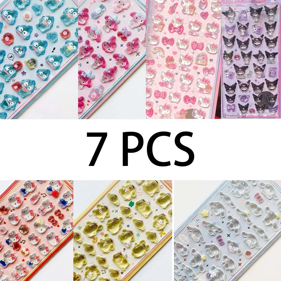 7Style Anime Sanrio Kuromi Hellokitty Hangyodon Cinnamoroll 3Dtransparent Jelly Sticker Crystal Decorative Stickers Casesdiy Toy