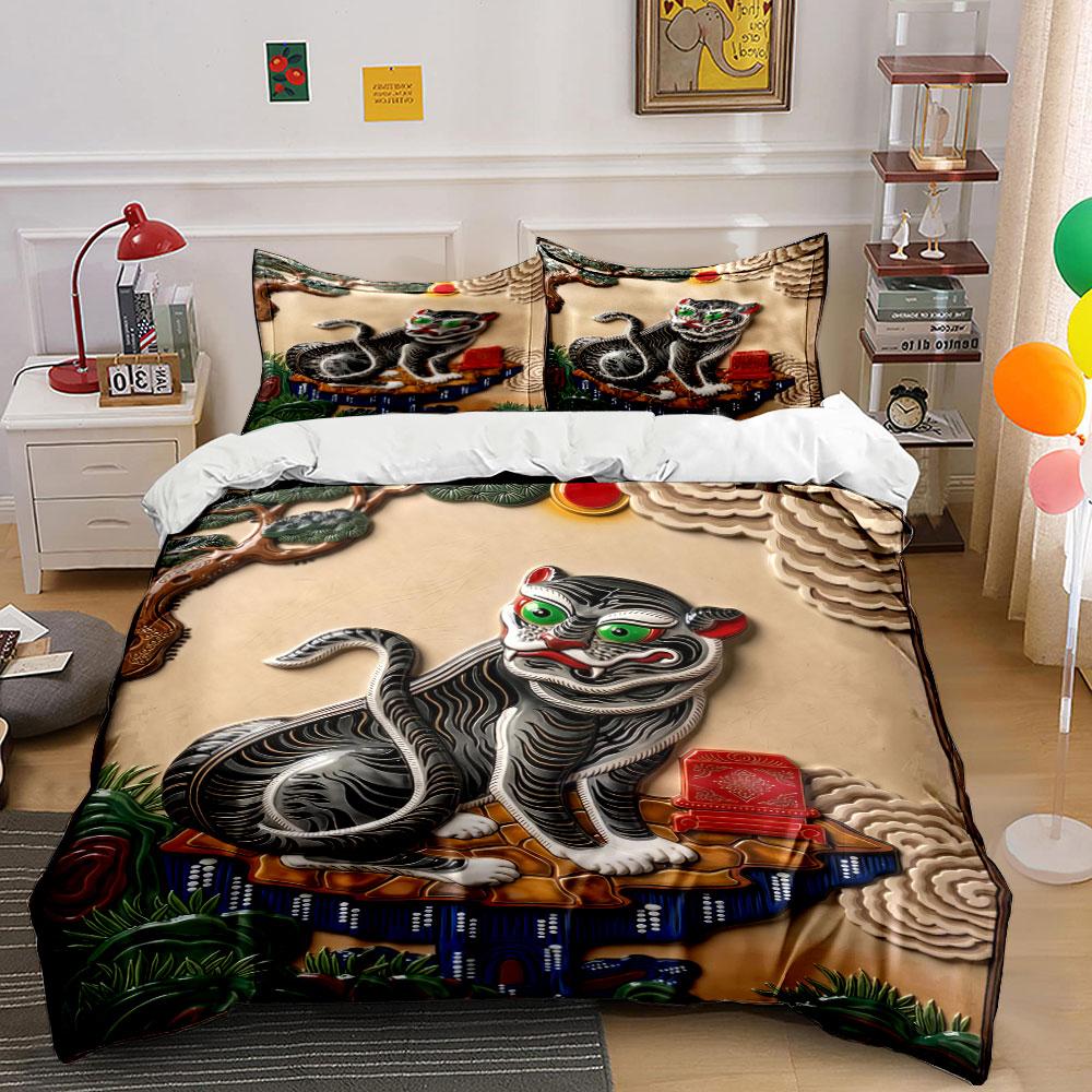 

Stylized tiger and scenery. Bedding sets Duvet cover sets Duvet covers Pillowcases(1 * Duvet Cover 2 * Pillowcases, without duvet insert) 135x200cm