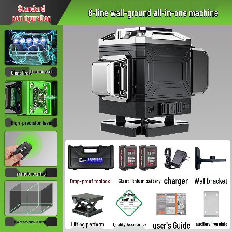 High-Precision Green Laser Level with 16 Lines for Wall and Floor Integration