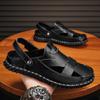 Fashion 2024 New Summer Outdoors Penetration Men Genuine Leather Sandals Wild Hollow Sandals Men Summer Wear-resistant Non-slip Toe Cap