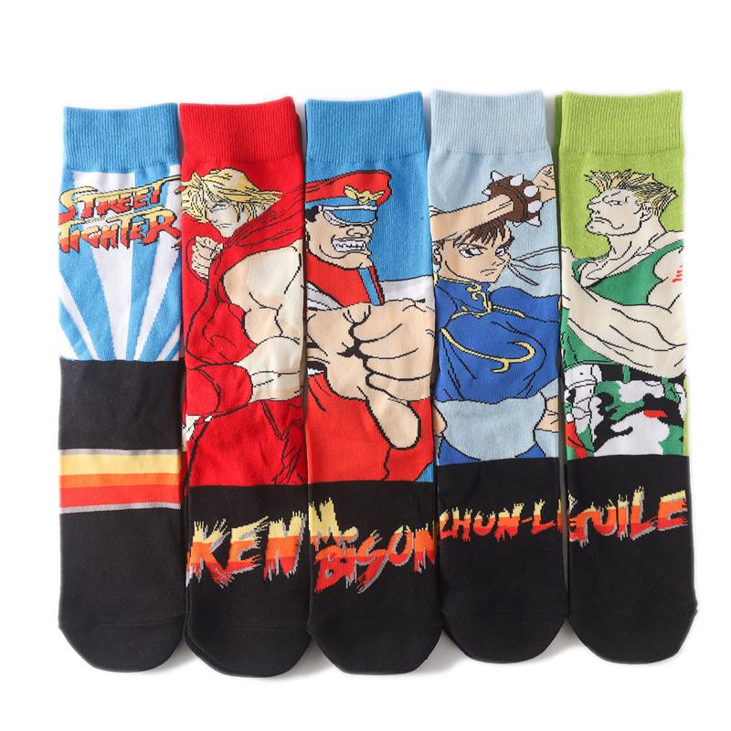 5 Pairs/Pack Men Funny Socks Casual Hip Hop Creative Cartoon Novelty Calcetines Hombre Street