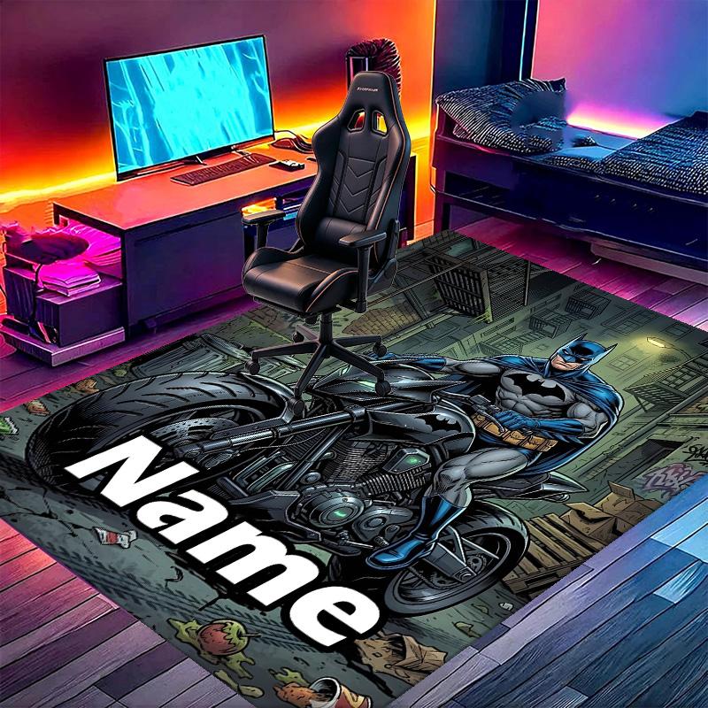 Custom Name Personalized Batman Print Carpet, Versatile Home Decor Rug, for Playroom, Apartment, Balcony, Entryway, Hallway Gift