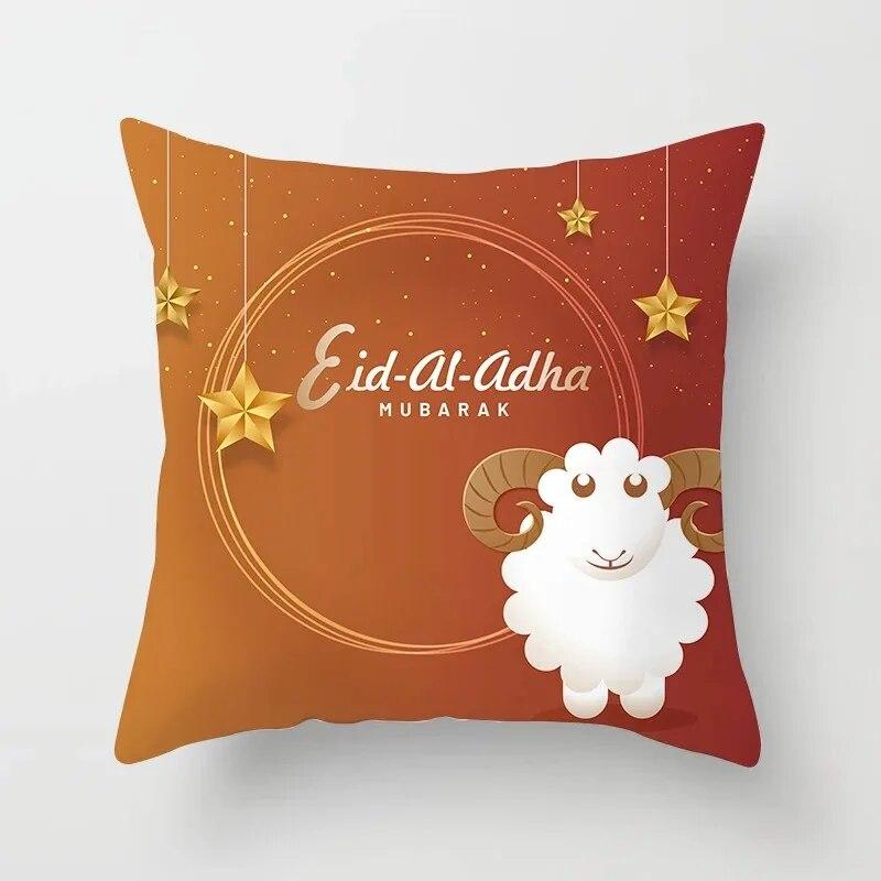 Ramadan Decorative Sheep Pillowcase Eid Mubarak Moon Mosque Cushion Cover Decorative Pillowcase Sofa Living Room Cushion