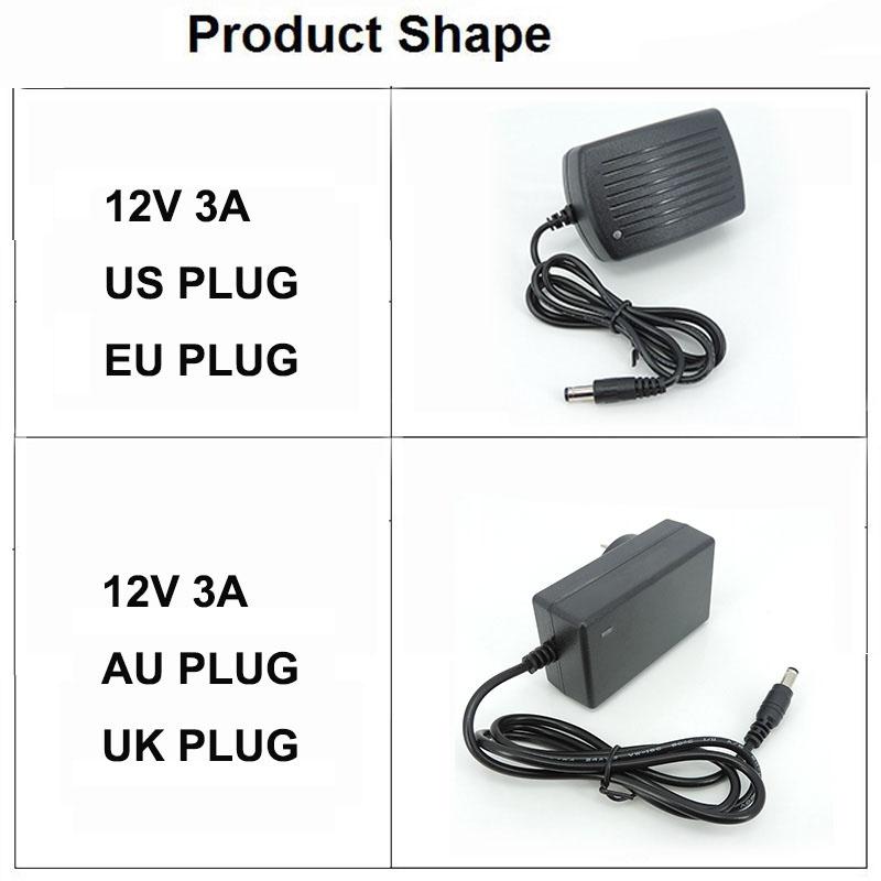 AC TO dc 12V 3A 3000MA EU US AU UK Power Supply 12V Transformer AC 220V TO 12V AC Power Adapter for LED strip Driver--