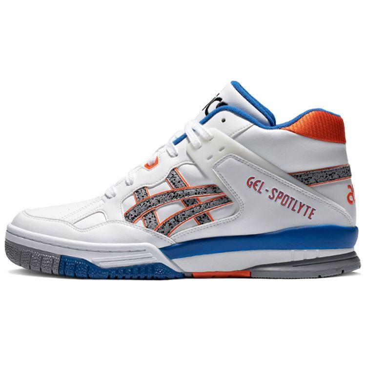 Asics Gel-Spotlyte Mid Top Retro Basketballschuhe Unisex Sneaker Weiß Orange Blau 1203A178-100