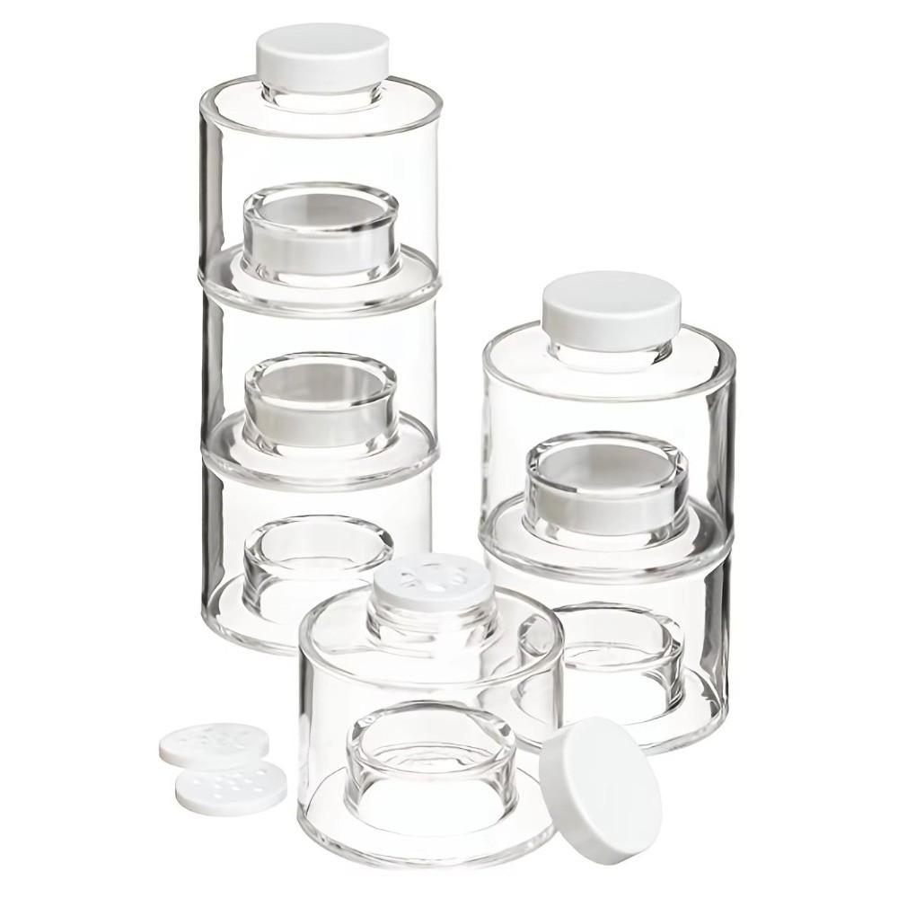 Space Saving Spice Jars Tower Transparent Condiment Bottles Stackable Spice Rack for Salt Spices