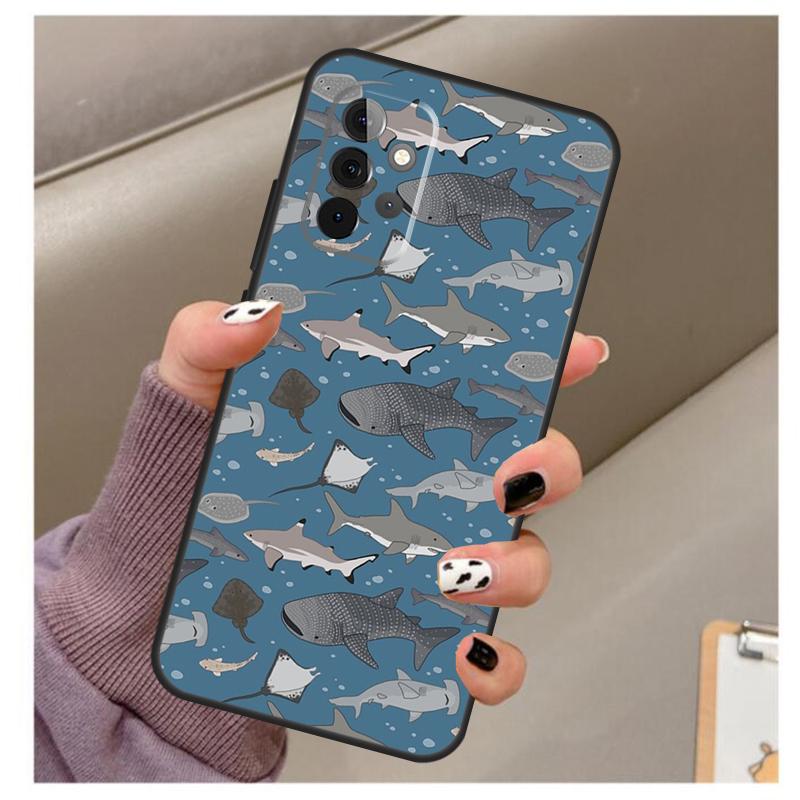 Whale Sharks Fish Case For Samsung Galaxy A56 A16 A26 A36 A06 A52 A53 A33 A13 A34 A54 A14 A15 A35 A55 A22 A32
