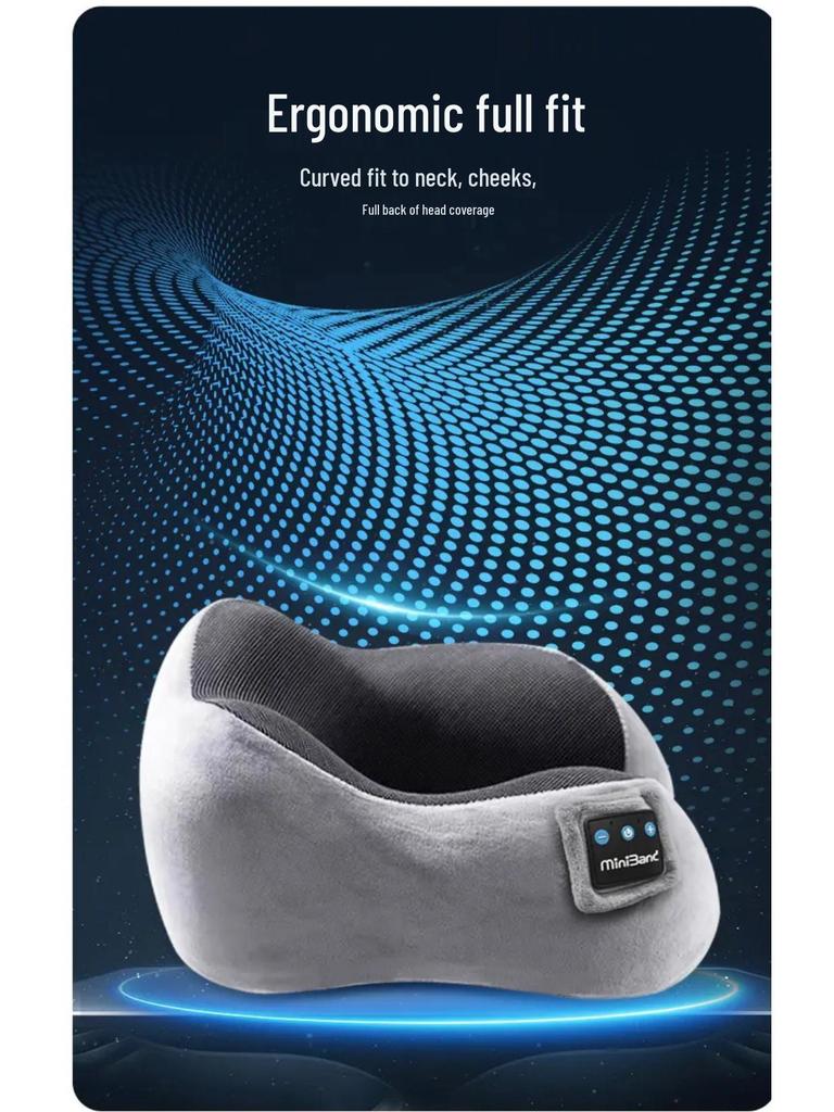 U-förmiges Bluetooth-Nackenkissen mit Stereo-Sound für Reisen und Büro