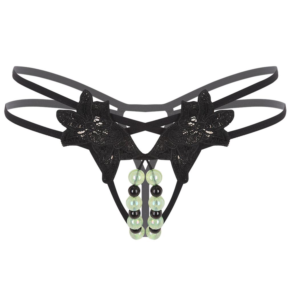 Womens Beads Massage Hollow Out Thong Lingerie Underwear