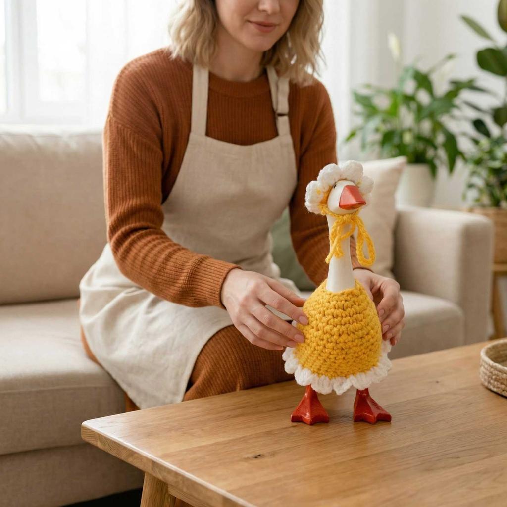 Desktop Mini Goose Outfit Statue Cute Creative Porch Goose Clothes Sunflower Clothing Set Garden Porch Decor