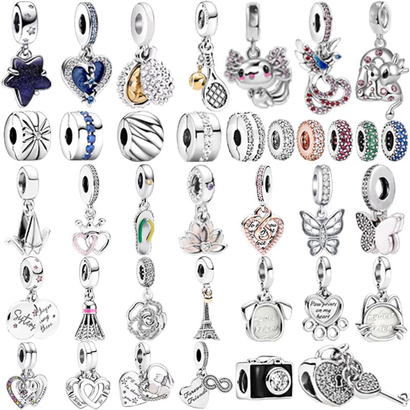 Star Heart Butterfly Lock Charm Bead Pendants for Original Snake Chain Silver Jewelry Gift