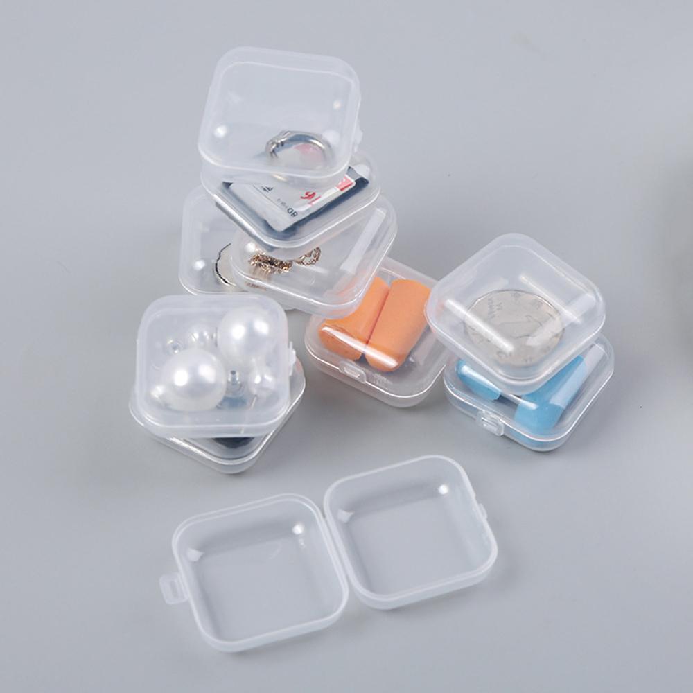 10/20pcs Small Boxes Square Transparent Plastic Box Jewelry Storage Case Finishing Container Packaging Storage Box For Earrings