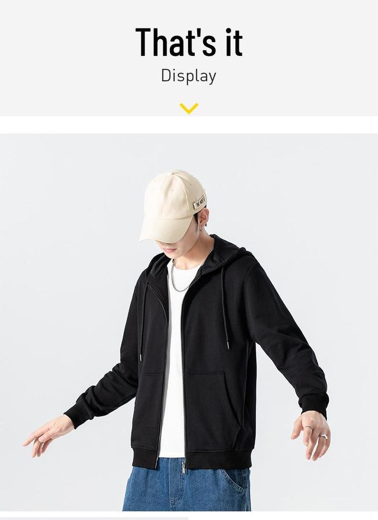Men's 100% Cotton Hooded Zipper Cardigan Sweatshirt - 2025 Autumn/Winter Casual Loose Fit Jacket for Couples