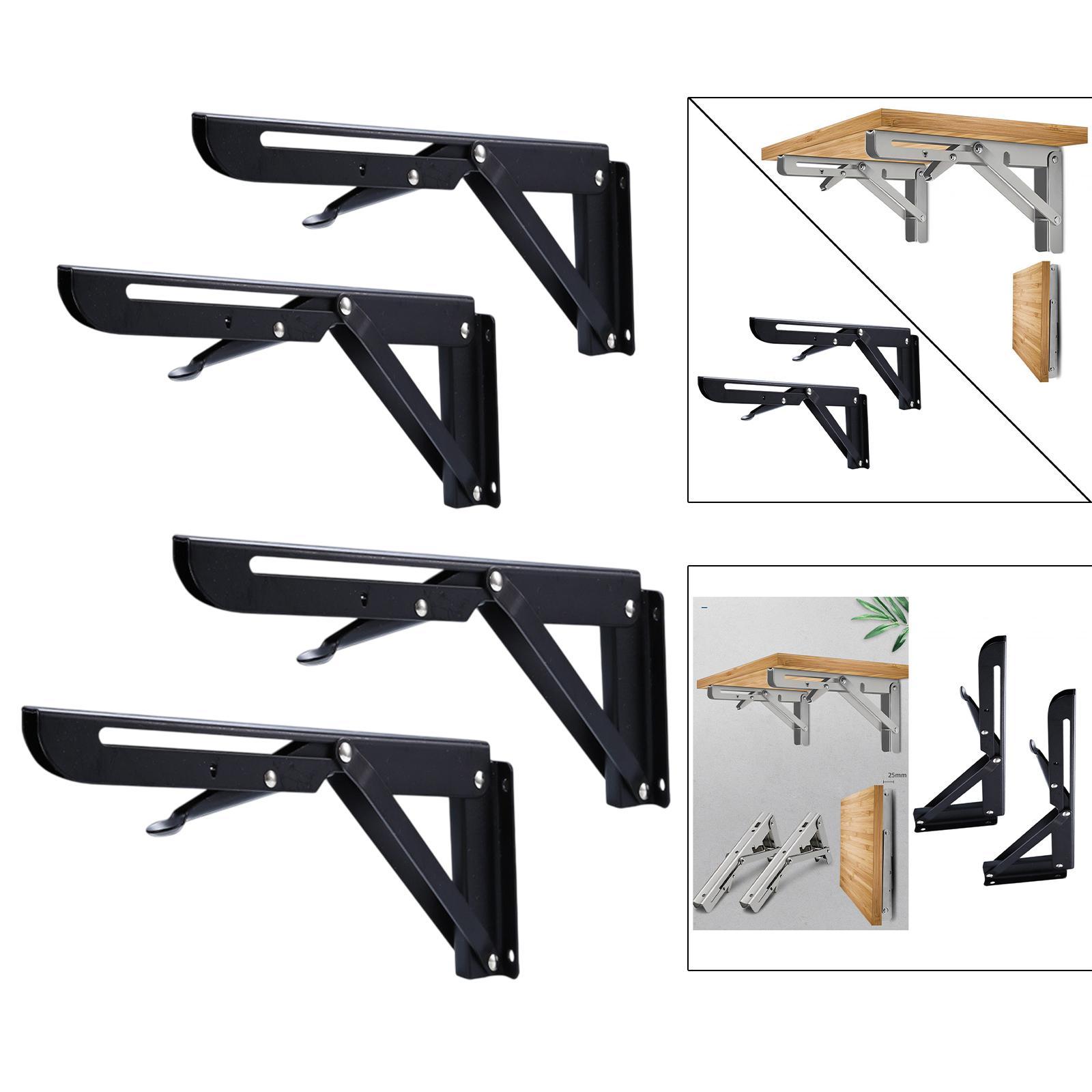 

2x Folding Shelf Brackets Space Saving DIY Triangle Table Bench Brackets Heavy 8 Inches