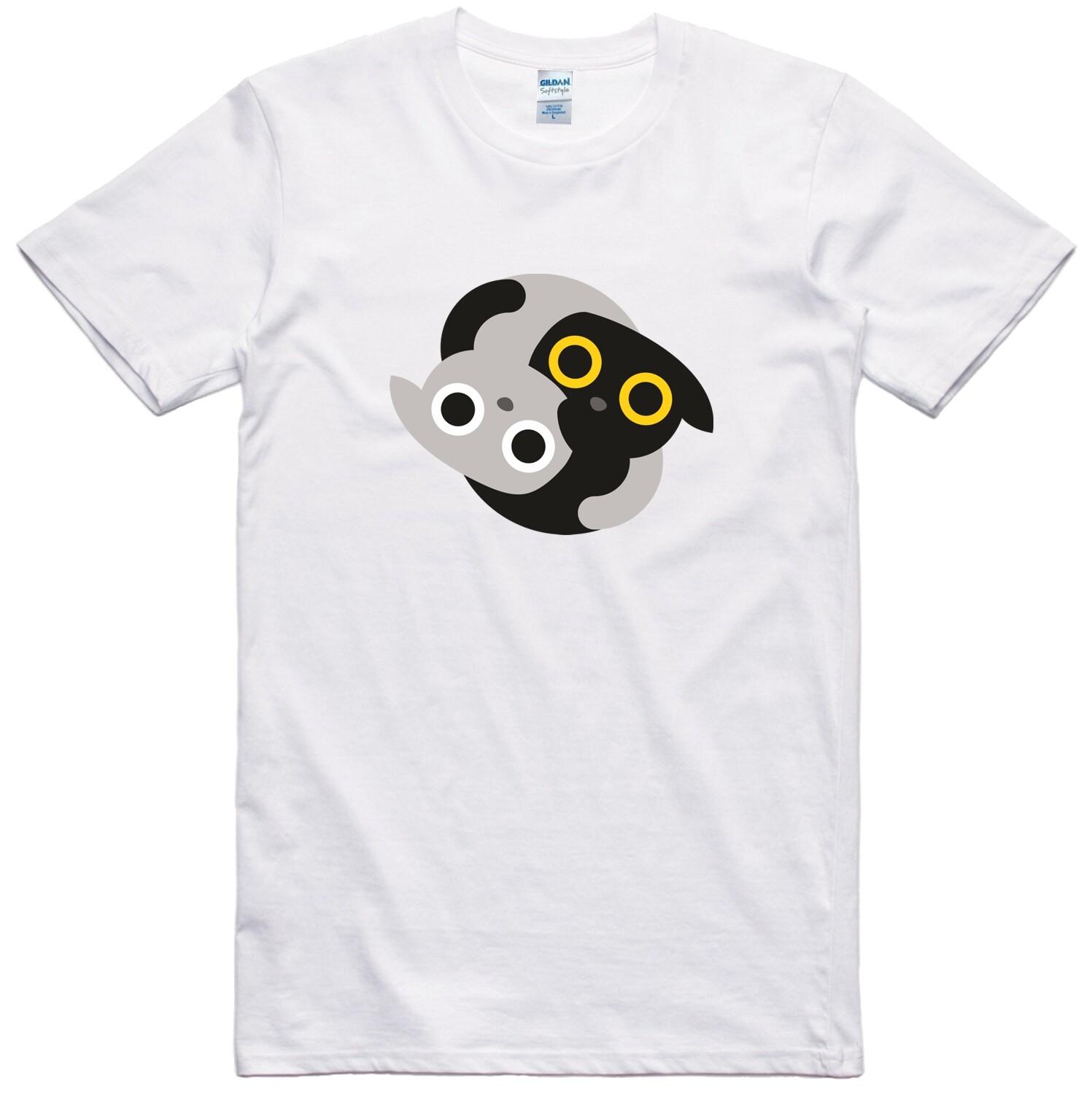 Unisex T Shirt Cat Kitten Yin And Yang Inseparable Opposites Regular Fit Top S разноцветный