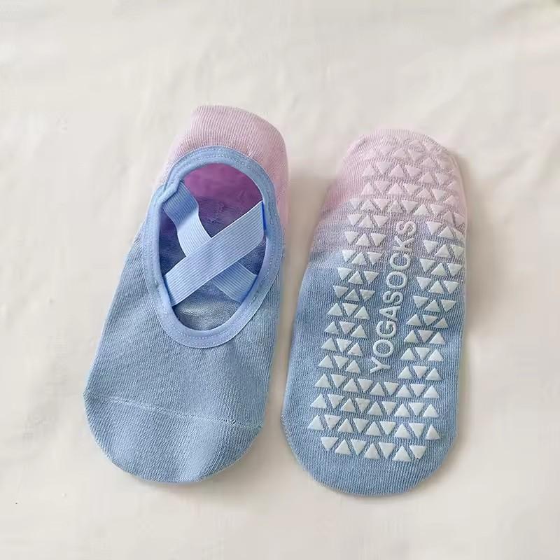 

1 пара градиентных силиконовых носков для йоги, нескользящих, для женщин, пилатеса, фитнеса, силы сцепления, танцев в помещении, спортивных носков синий