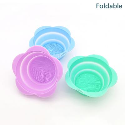 Silicone Maquiagem Pincel Limpador Dobrável Pó Puff Tigela de Limpeza Sombra Pincéis Lavagem Tapete Macio Ferramentas de Beleza Caixa de Esfregão
