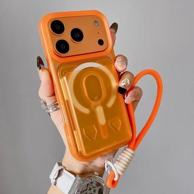 Slot Card Wallet For Magsafe Magnetic Candy Wrist Strap Clear Case For iPhone 11 12 13 14 15 16 17 Pro Max Plus Shockproof Cover