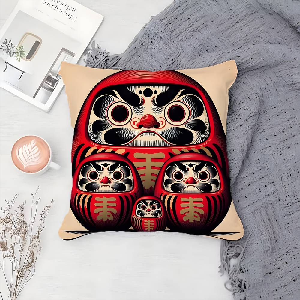 Cute Cartoon D-Daruma Doll-MT Role Pillow Case Printing Pillowcase Living Room Sofa Cushion Cover Bedroom Room Decor