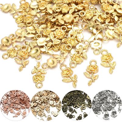 20 Stück Rosenblüten-Anhänger, Ohrringe, Halskette, Charm, Schmuckherstellung, DIY-Zubehör