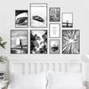 Black And White Posters Bridge Boat Palm Tree Canvas Print Pictures Conch Wall Art Sea Wave Poster Nordic Picture Bedroom Decor