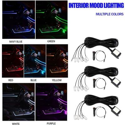 Strisce luminose ambientali per interni auto a LED Kit di illuminazione al neon per atmosfera in fibra ottica RGB con lampade decorative per auto con telecomando APP