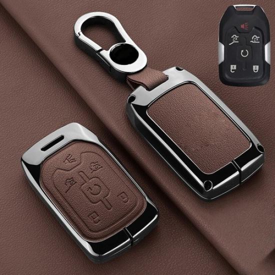Zinc Alloy Leather Car Key Fob Case Cover For GMC Yukon For Chevy Tahoe Suburban
