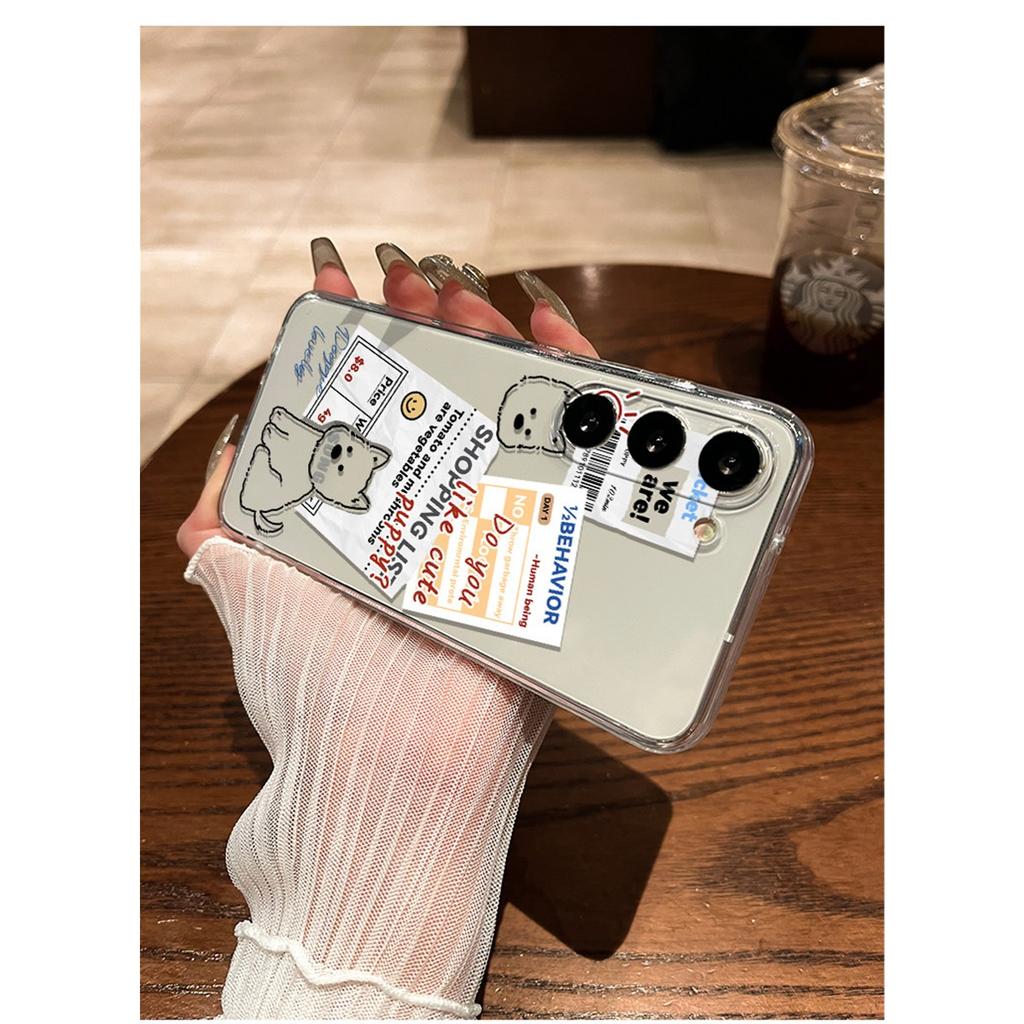 Cute Puppy Sticker Collage TPU Phone Case For IPhone 15 14 13 12 11 Pro Max & Samsung Galaxy S24 S23 S22 Ultra, Clear Shockproof Protective Cover