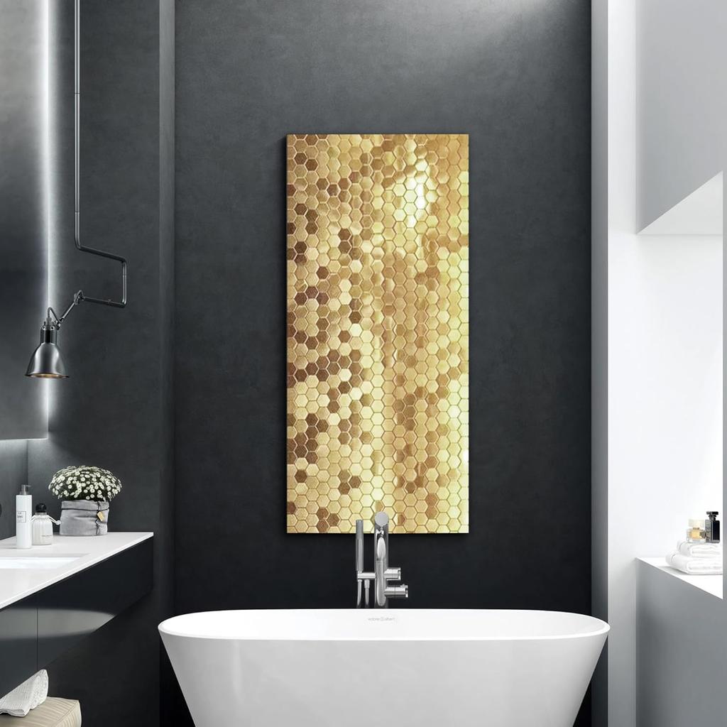 1Pc, Hexagonal, Gold Backsplash Tile, Metal Mosaic Tile Stainless Steel Brushed, Mirror Tile, Kitchen Bathroom Backsplash Shower Floor Wall Decorative