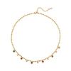 Vintage retro colored treasure small gold bead necklace French multi-color round zirconium round bead collarbone chain light luxury titanium steel