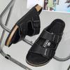 Summer Men's Cork Slippers Leather Slippers Man Soft Cork Two Buckle Versatile Beach Slides Non-slip Footwear for Men Size 35-46