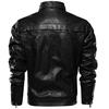 Men's  Winter Casual Long Sleeve Solid Stand Zipper Leather Jacket Top