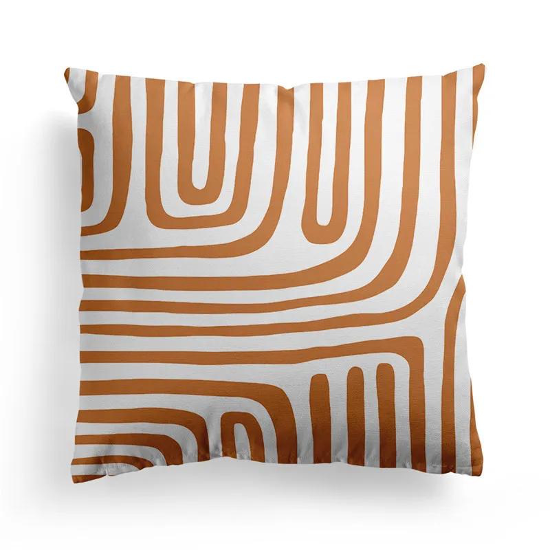 Nordic Orange Geometric Throw Pillow Cover Flower Printed Home Decorative Pillow Cushion Covers Office Sofa Pillowcase