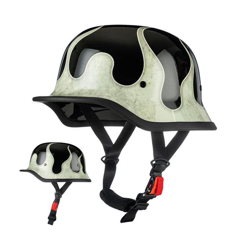 Motorcycle Helmet German Leather Style Pilot Motorcycle Open Face Retro Half Helmet Cruise Chopper Biker DOT Certification S-XXL