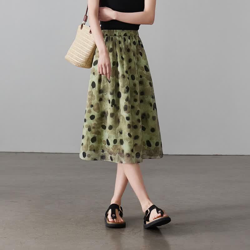 SOFSIL French Polka Dot Print A-Line Skirt 28/L