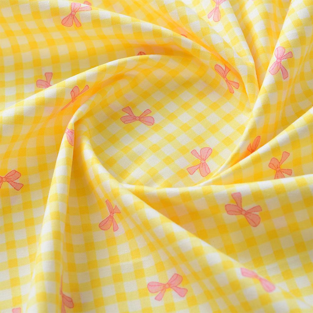 150x50cm Pure Cotton Colorful Butterfly Bow Plaid Fabric For DIY Sewing Girl's Costume Dress Making Pants Pastoral Cloth Supply