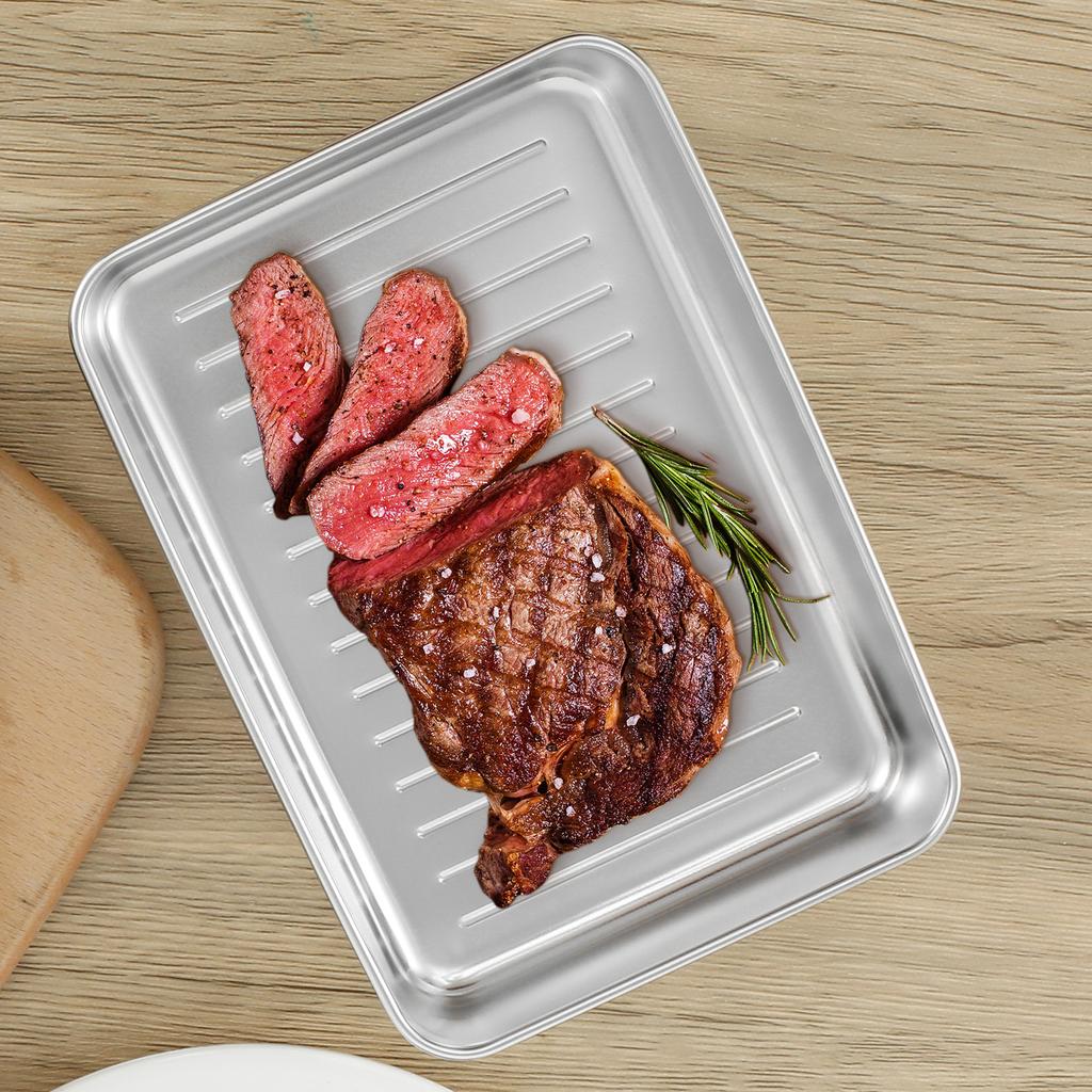 2 Peças Caixa de Conservação de Carne Congelada Aço Inoxidável Geladeira Recipiente de Alimentos Tampa Hermética Cozinha Bacon Queijo Manter Frescura