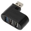 90 Degree Rotatable USB Hub 3 Port Plug and Play Supports Hot Swap 180 Degree Rotatable USB Hub for Desktop PC Black